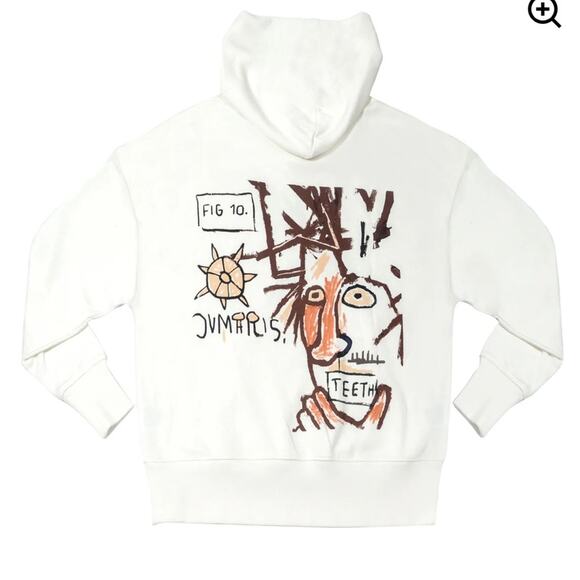 Jean Michel Basquiat Rome Pays Off Cream Hoodie Size Large - Picture 2 of 9